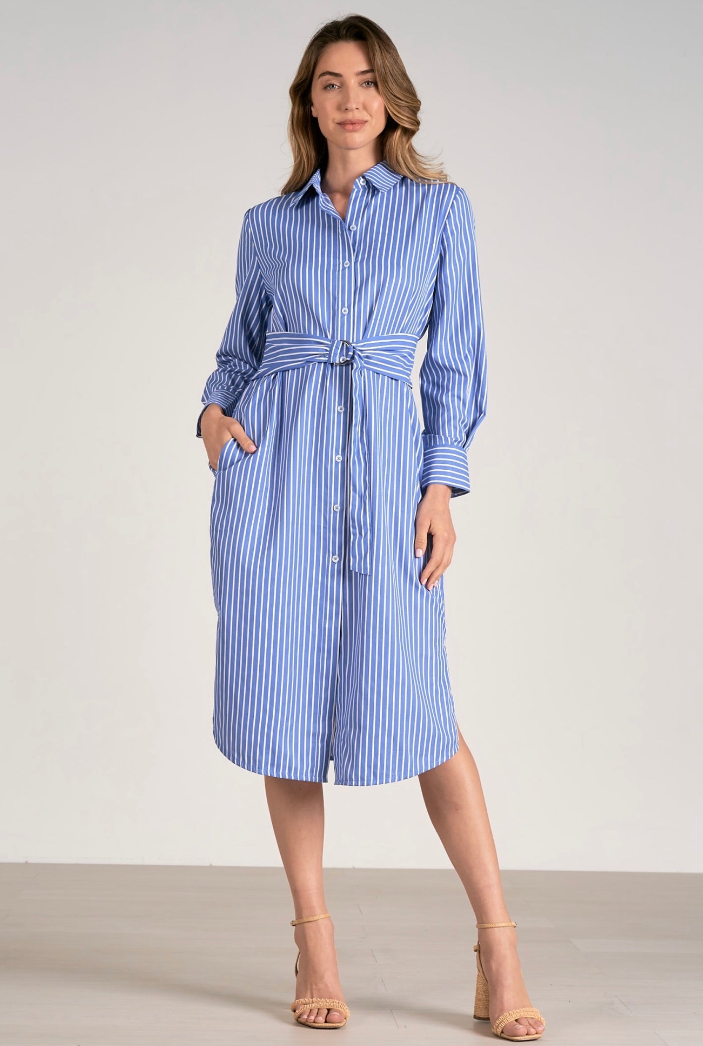 Blue Stripe Shirt Dress